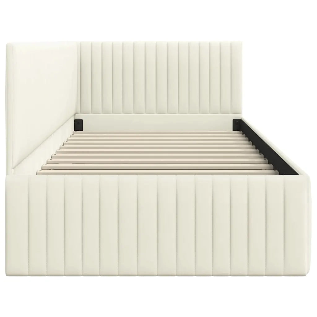 Cornice del letto ad angolo Crema 90 cm x 190 cm Velluto 42016263