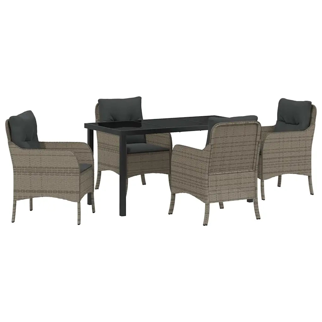 Set da Pranzo per Giardino con cuscino 5 pcs Grigio polyrattan 3380164