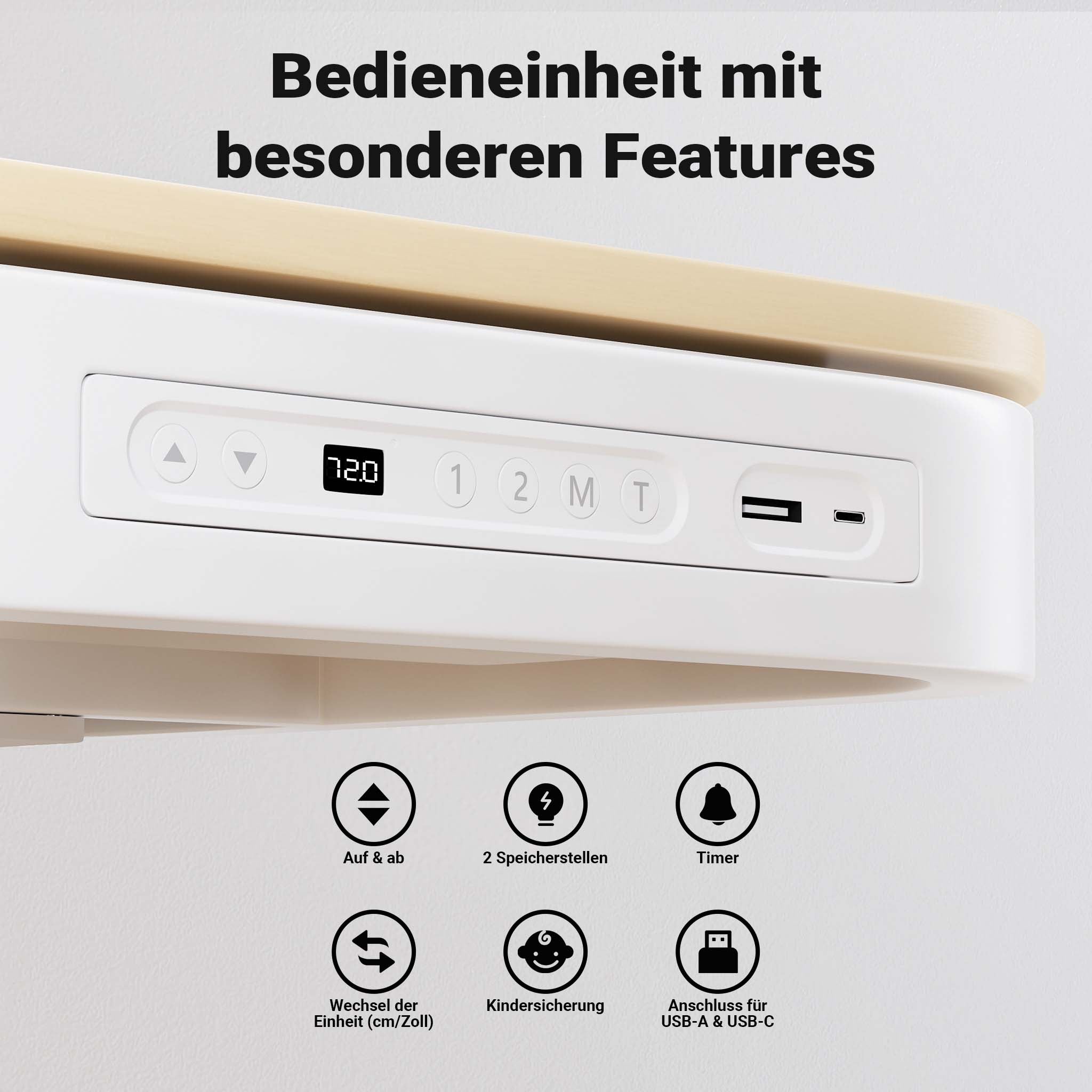 Scrivania motorizzata regolabile in altezza con stazione di ricarica e motore singolo, Standing desk