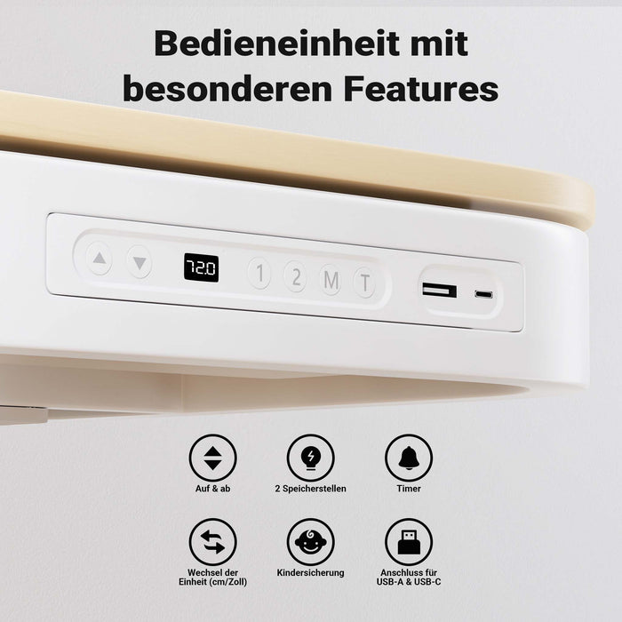 Scrivania motorizzata regolabile in altezza con stazione di ricarica e motore singolo, Standing desk