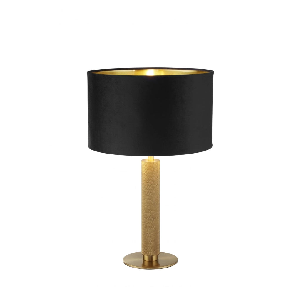 Lampada da tavolo London - Ottone zigrinato e paralume in velluto nero