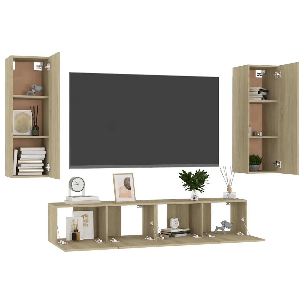 Set Porta TV 4 pz Rovere Sonoma in Truciolato cod mxl 11688