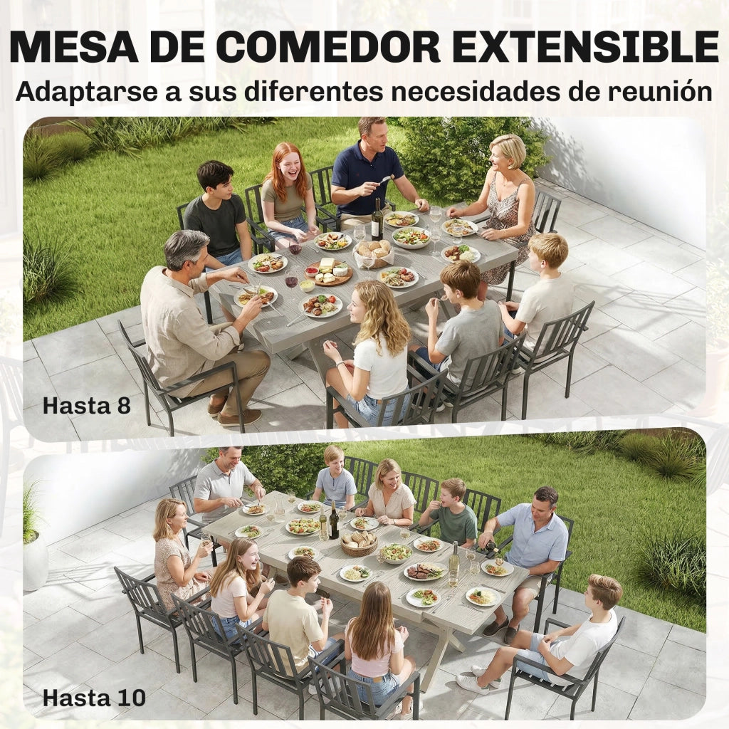 Tavolo da pranzo allungabile 154-214 cm 8-10 persone ¨C Xylo ¨C alluminio acciaio effetto legno grigio