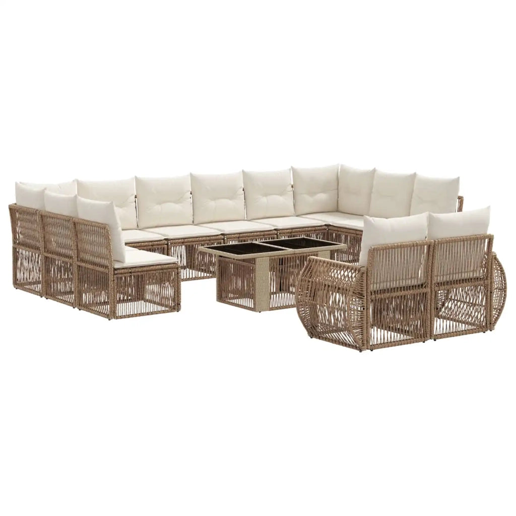 Set Divano da Giardino 13 pz Beige e Bianco Crema polyrattan 3437013