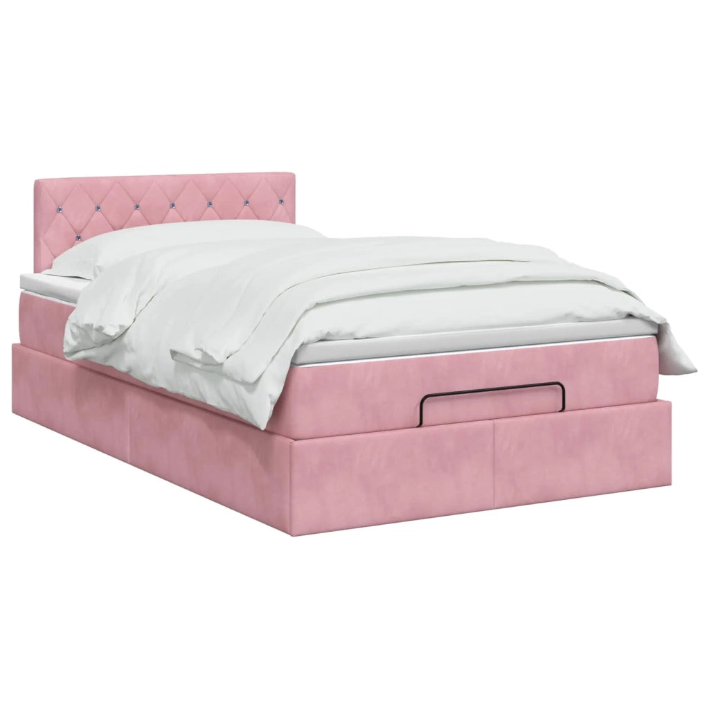 Letto Ottomano con Materasso e LED Rosa 120 x 190 cm Velluto 3457058
