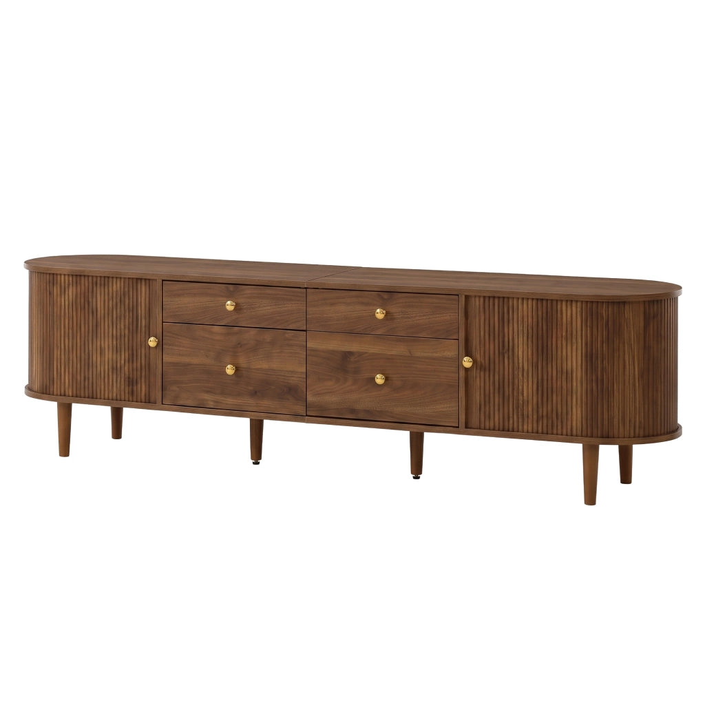Mobile tv con 2 porte scorrevoli; 4 cassetti; 5 piedi in legno; per soggiorno e camera; 180 × 35 × 50 cm