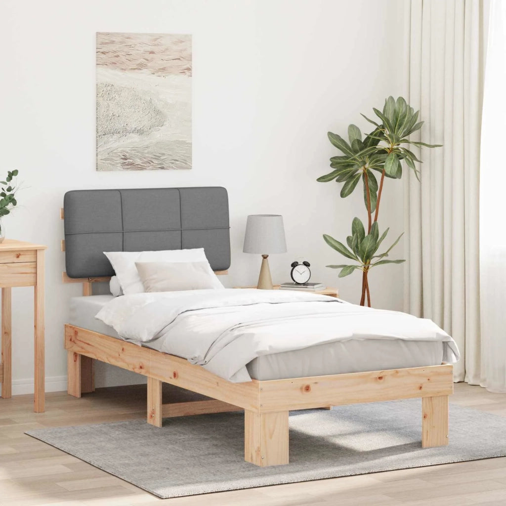 Letto con Testiera Rivestita Grigio chiaro 90 x 190 cm
