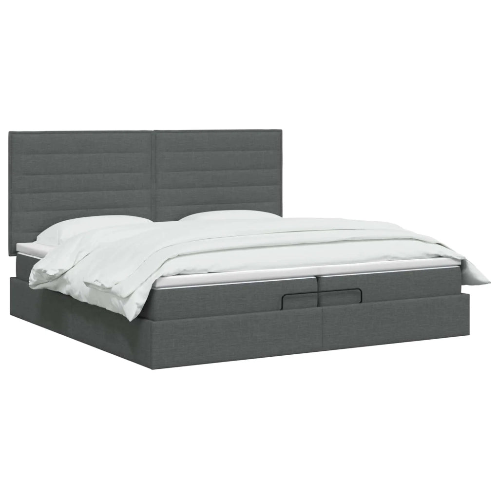 Letto Ottomano con Materasso e LED Grigio Scuro 200 x 200 cm 3458015