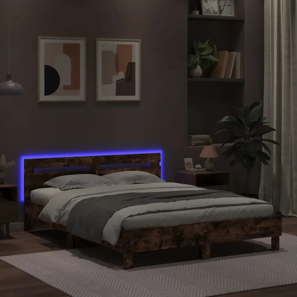 Giroletto con Testiera e LED Rovere Marrone 150x200 cm 3207545