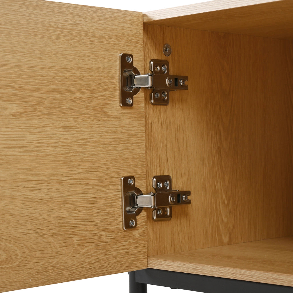 Mobile TV moderno 163;5x40x45 cm in MDF effetto legno naturale con 4 ante e struttura geometrica