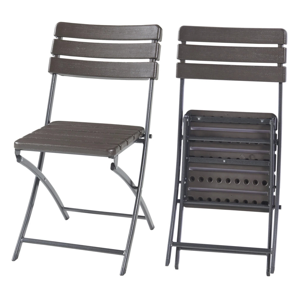 Set di 2 sedie pieghevoli da esterno per giardino campeggio e patio 81 x 46 x 58 cm effetto legno marrone 03_0009637