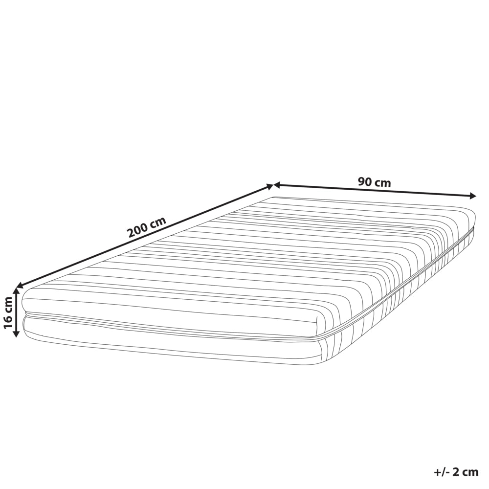 Materasso in schiuma bianco 90 x 200 cm Tessuto poliestere sfoderabile con cerniera EU Misura singola Medium Firm H2