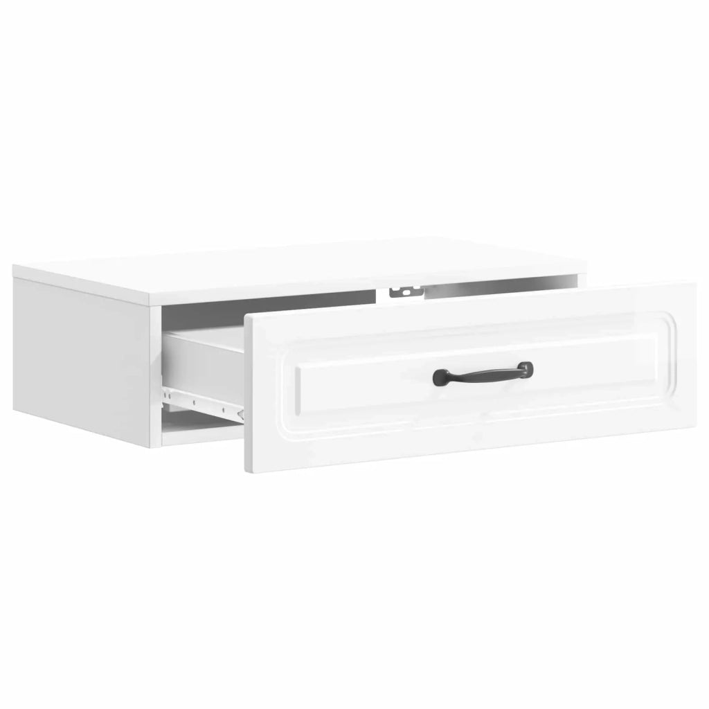 Tavolino da Parete Laterale Bianco Lucido 59 x 34,5 x 17 cm 899339