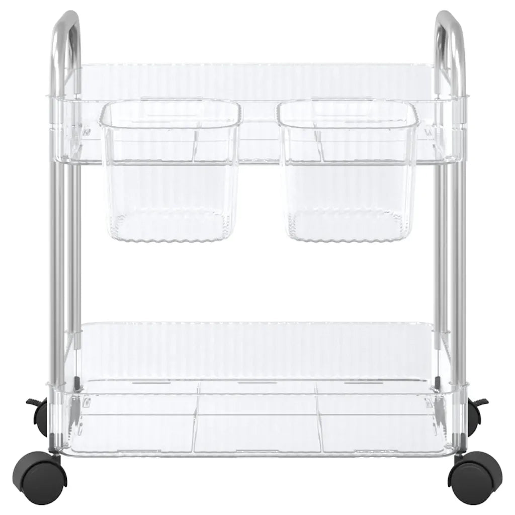 Carrello Portaoggetti a 2 Livelli 37x28x43,5 cm in Acrilico