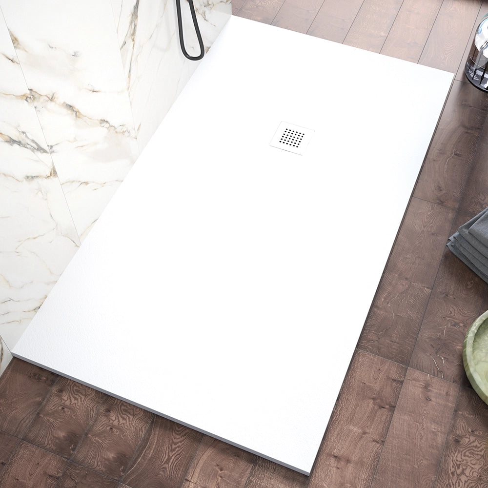 Piatto doccia 80x130cm in marmoresina bianco effetto pietra | Kos