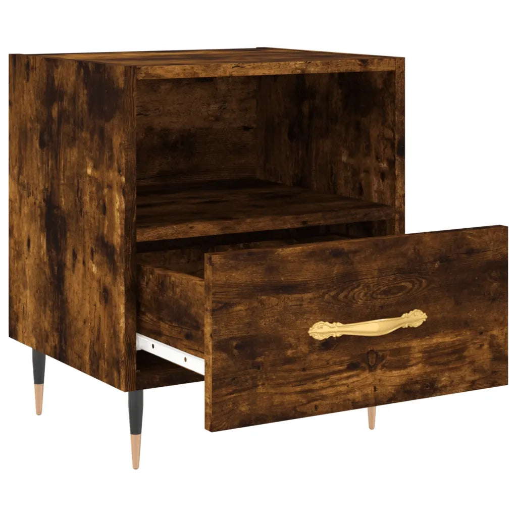 Comodino | Armadio da Notte | Mobiletto da notte Rovere Fumo 40x35x47,5 cm in Legno Multistrato