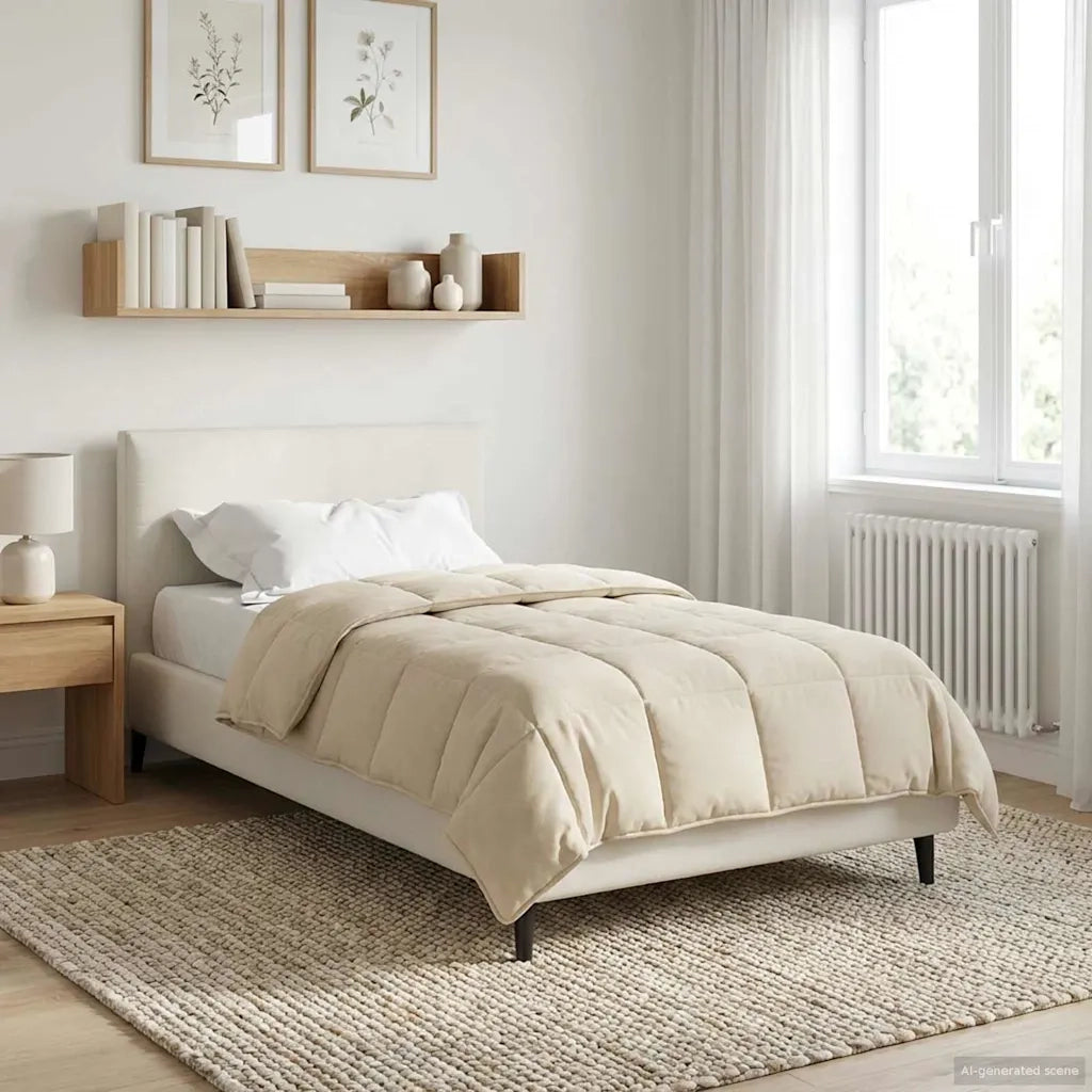 Piumone | Duvet Estivo Crema 135 x 200 cm Microfibra e Fleece Teddy