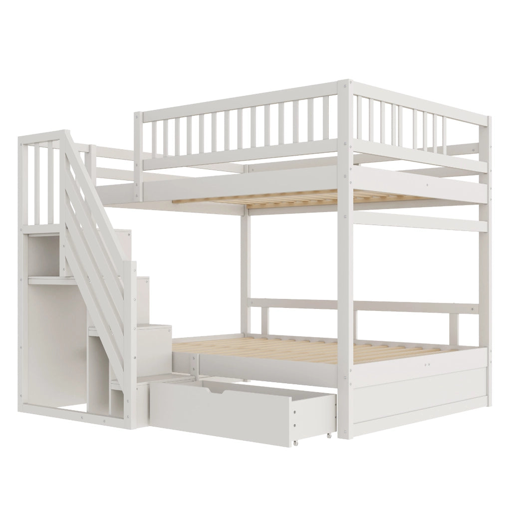Letto a castello funzione salvaspazio legno bianco 140x200 cm