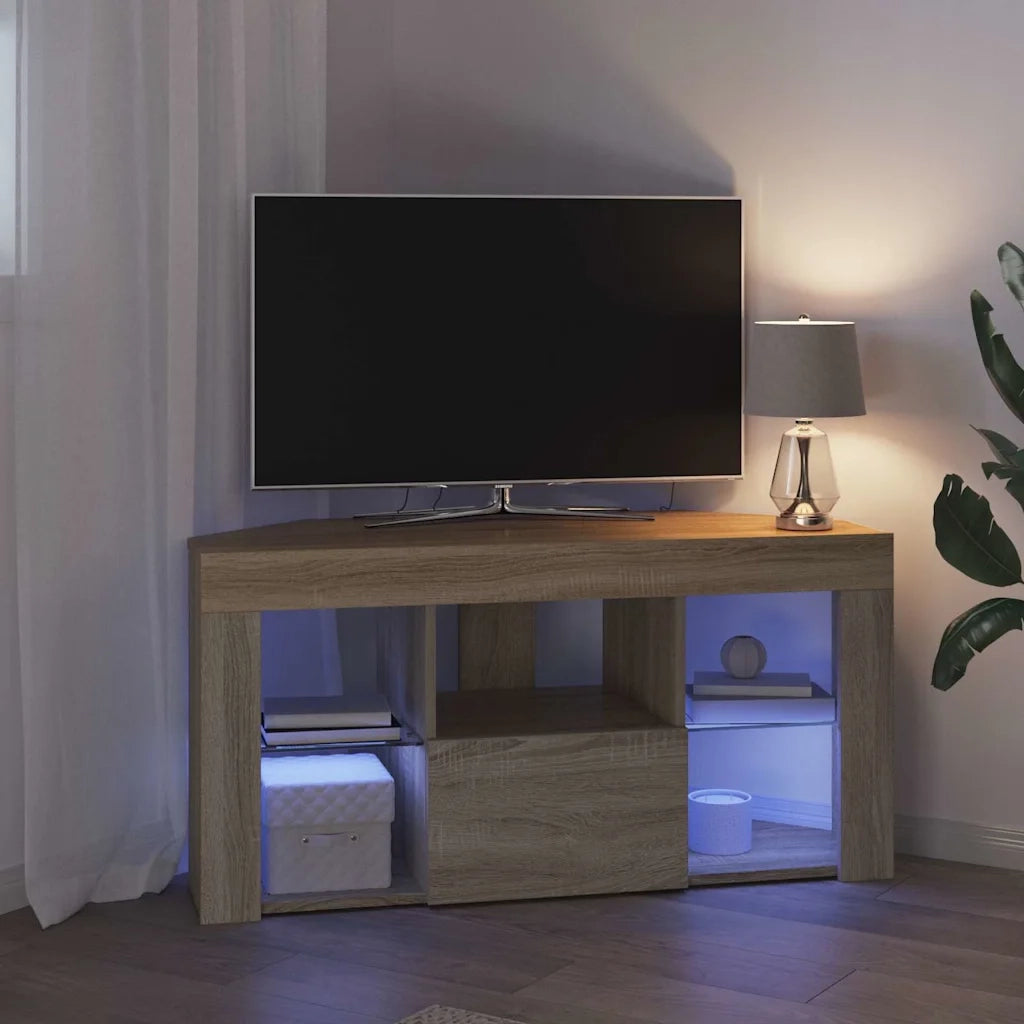 Mobile TV LED-Credenza per TV con LED-Console TV Angolare Rovere Sonoma 102 x 40 x 50 cm