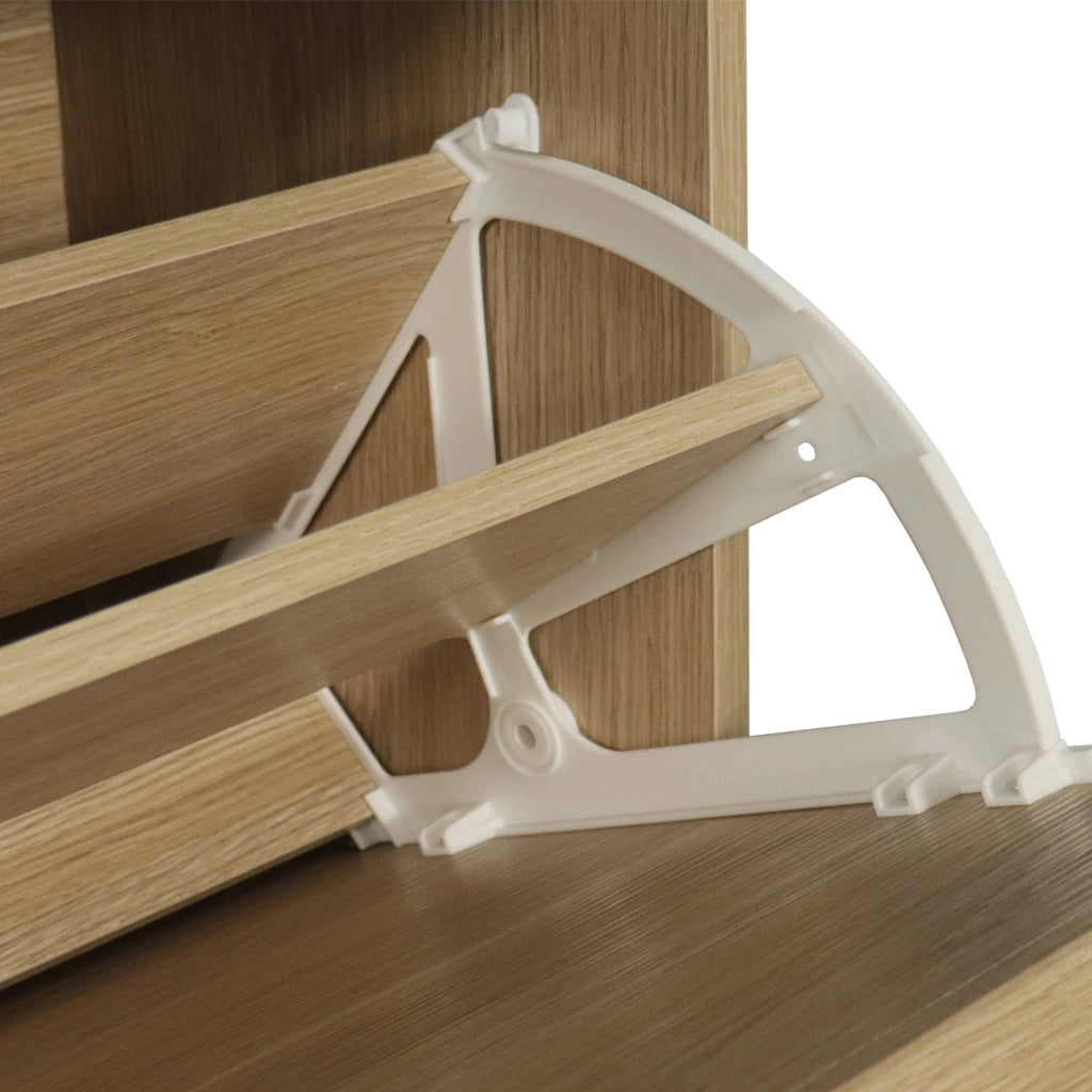 Scarpiera in legno, 3 ante, marrone naturale
