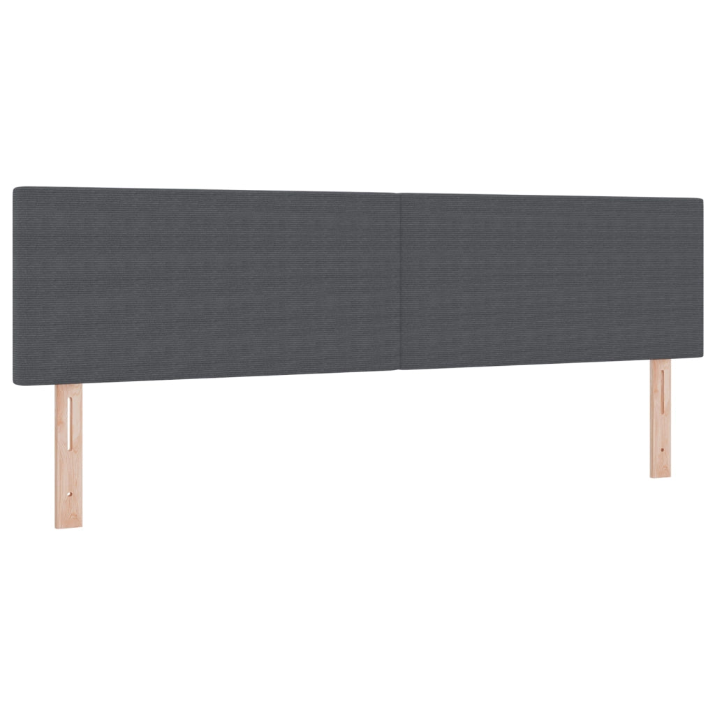 Letto con Rete a Molle con Materasso & Luce LED Grigio Scuro Tessuto in Corduroy