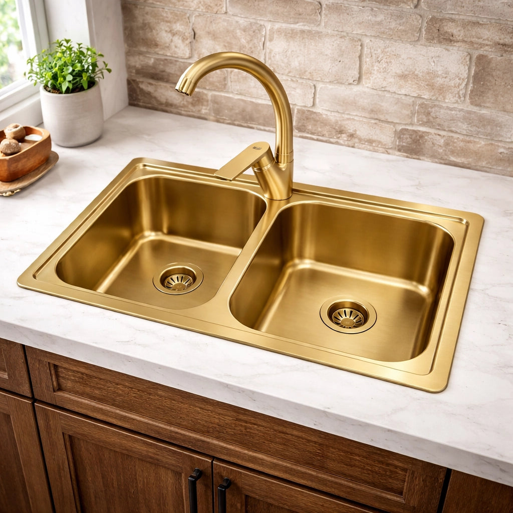 Miscelatore Rubinetto Monocomando Lavello Cucina Girevole ORO Satinato 94020