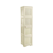 MOBILE ORGANIZZATORE BAGNO 4 MODULI ANGORA 40X43X164 CM CON 2 ANTE TRAFORATE E 2 ANTE EFFETTO LEGNO – MOBILE CONTENITORE VERTICALE SALVASPAZIO
