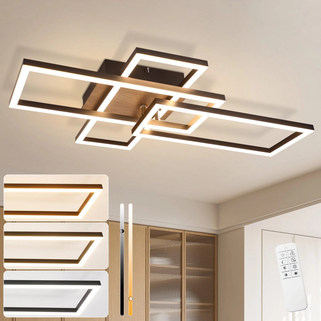 ZMH Lampada da soffitto LED nera moderna 3 luci 102cm dimmerabile per soggiorno camera letto