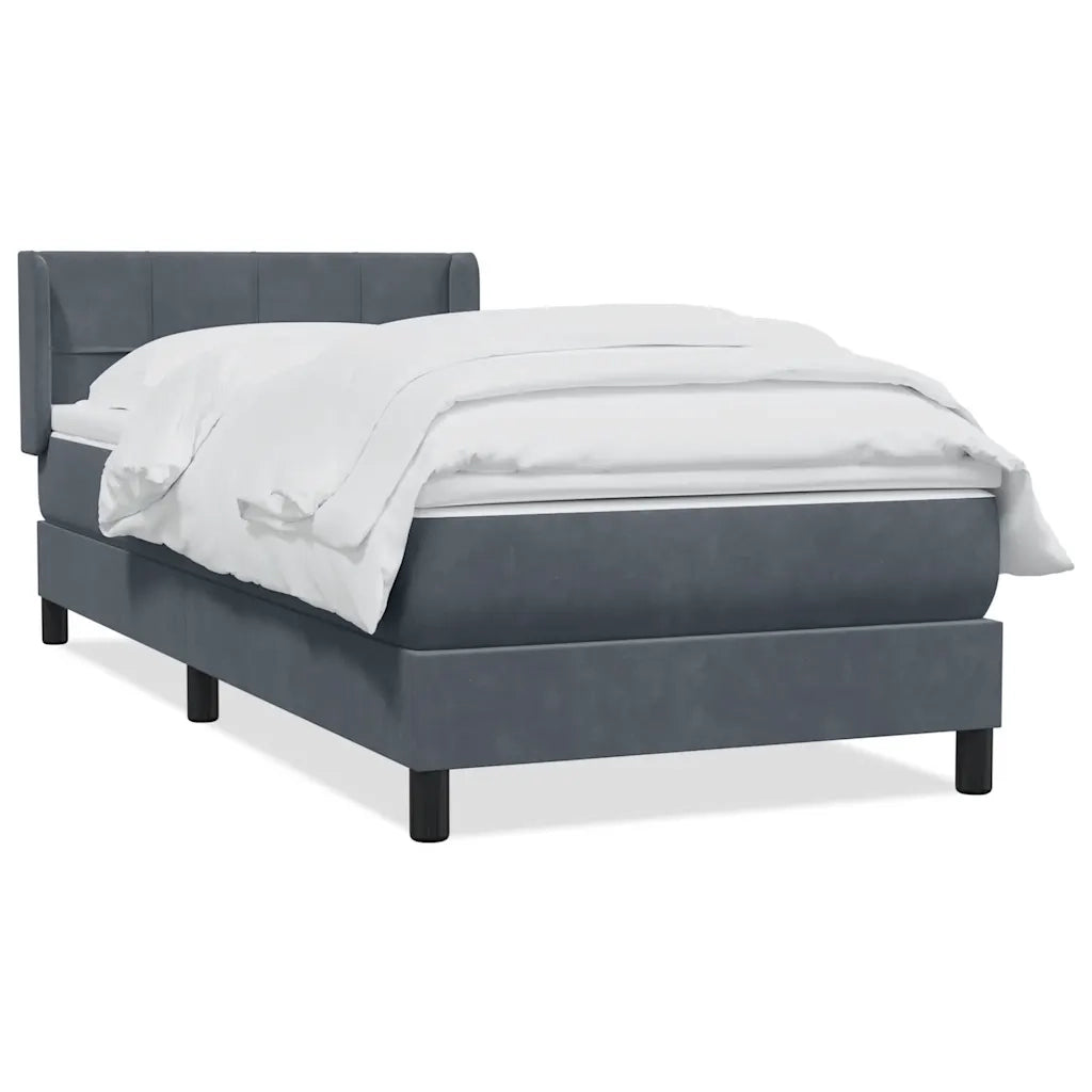Giroletto a Molle con Materasso Grigio Scuro 90x220 cm Velluto