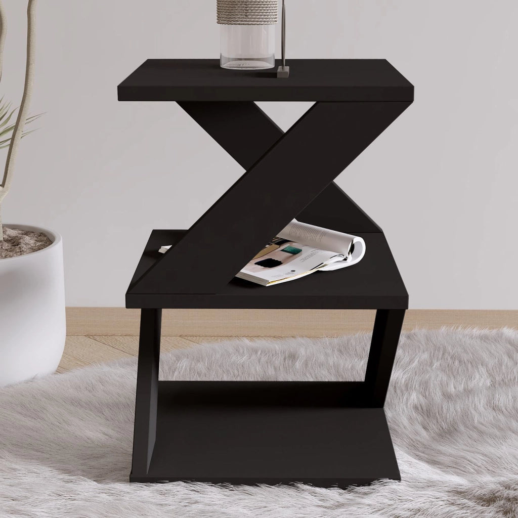 Tavolino laterale in legno "Albeni" - 29 x 29 x 54 cm - Nero