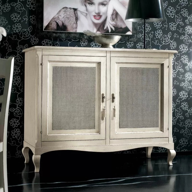 Credenza 2 porte classica paglia di vienna shabby 145x49x113 - Mobili 2G
