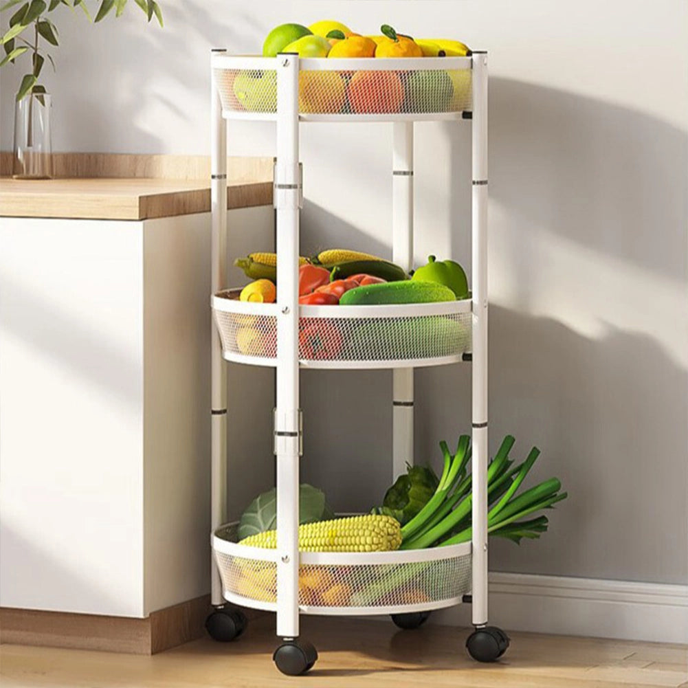 Carrello Pieghevole Salvaspazio Bianco con 3 Ripiani Organizer Versatile 88x35cm