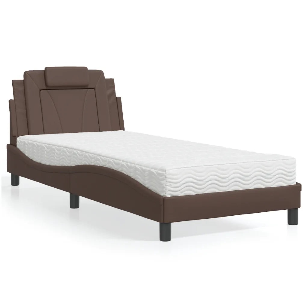 Letto Viana con Materasso Marrone 80x200 cm in Similpelle 3208756