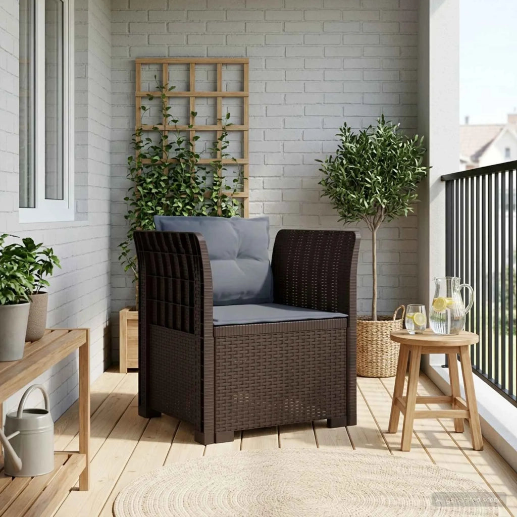 Poltrona a 1 Posto con Cuscini Aspetto Rattan PP Marrone 8011875