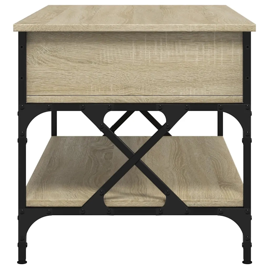 Tavolino Salotto-Tavolino da soggiorno-Tavolo Rovere Sonoma 100x50x50 cm Multistrato Metallo