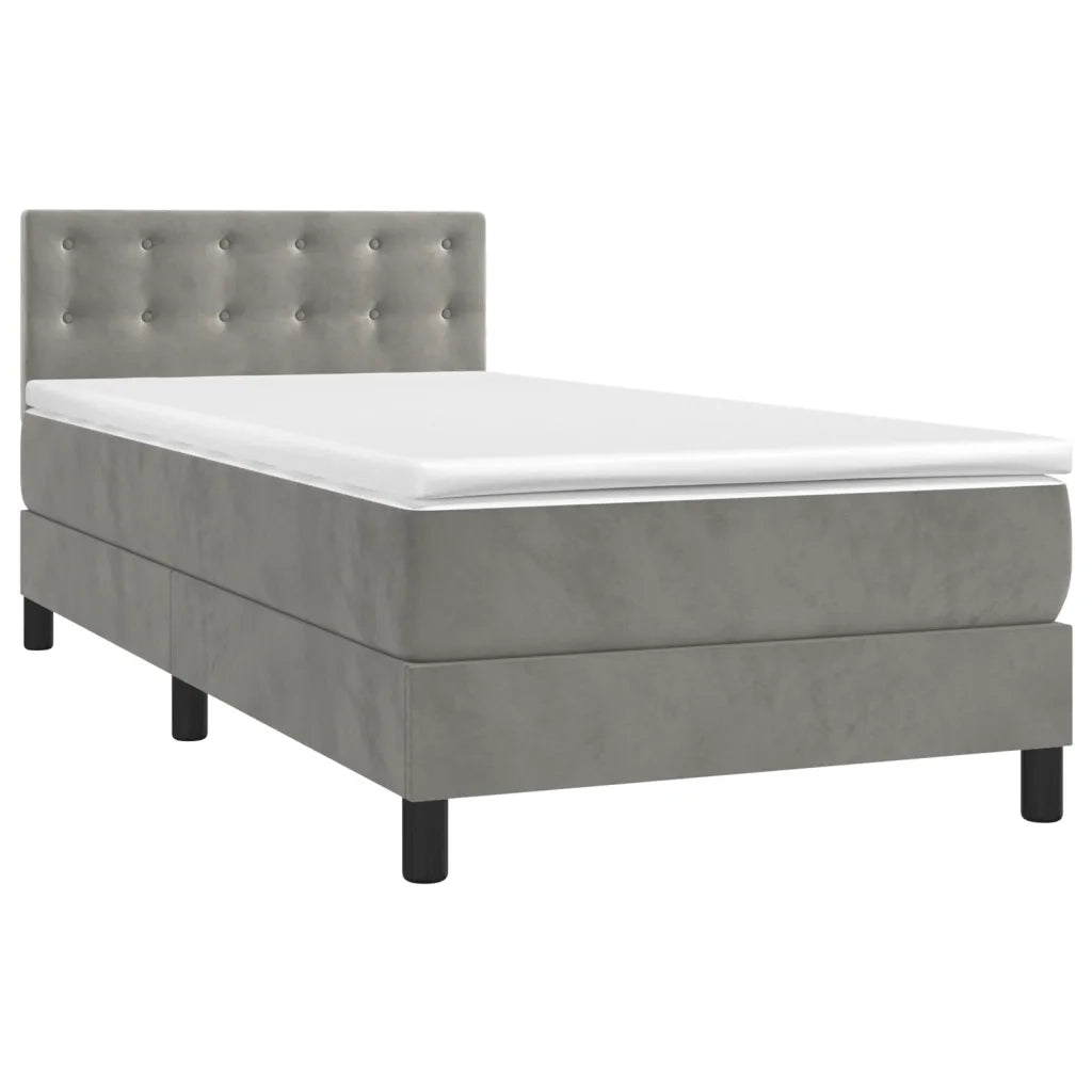Letto a Molle con Materasso e LED Grigio Chiaro 90x200 cm Velluto 3134621