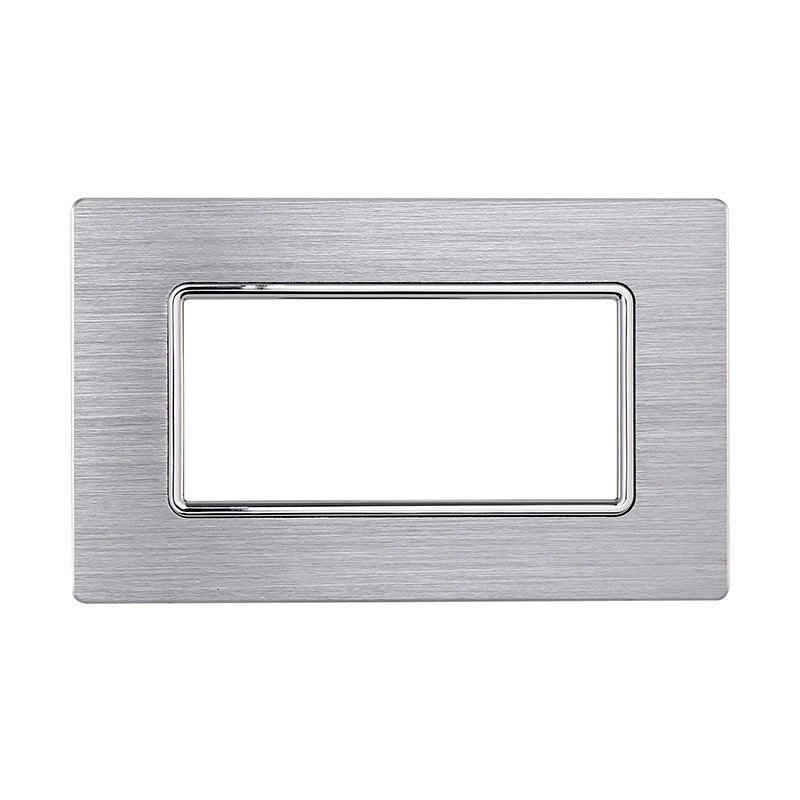 Placca In Alluminio Serie Solar 4P Colore Silver Lucido Compatibile Con Bticino Matix