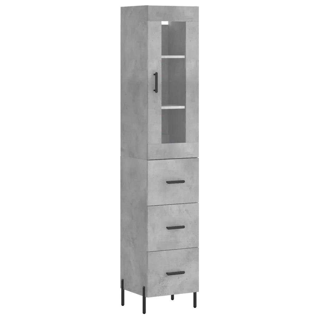 Credenza-Buffet-Armadio da cucina Grigio Cemento 34,5x34x180 cm in Legno Multistrato 775215