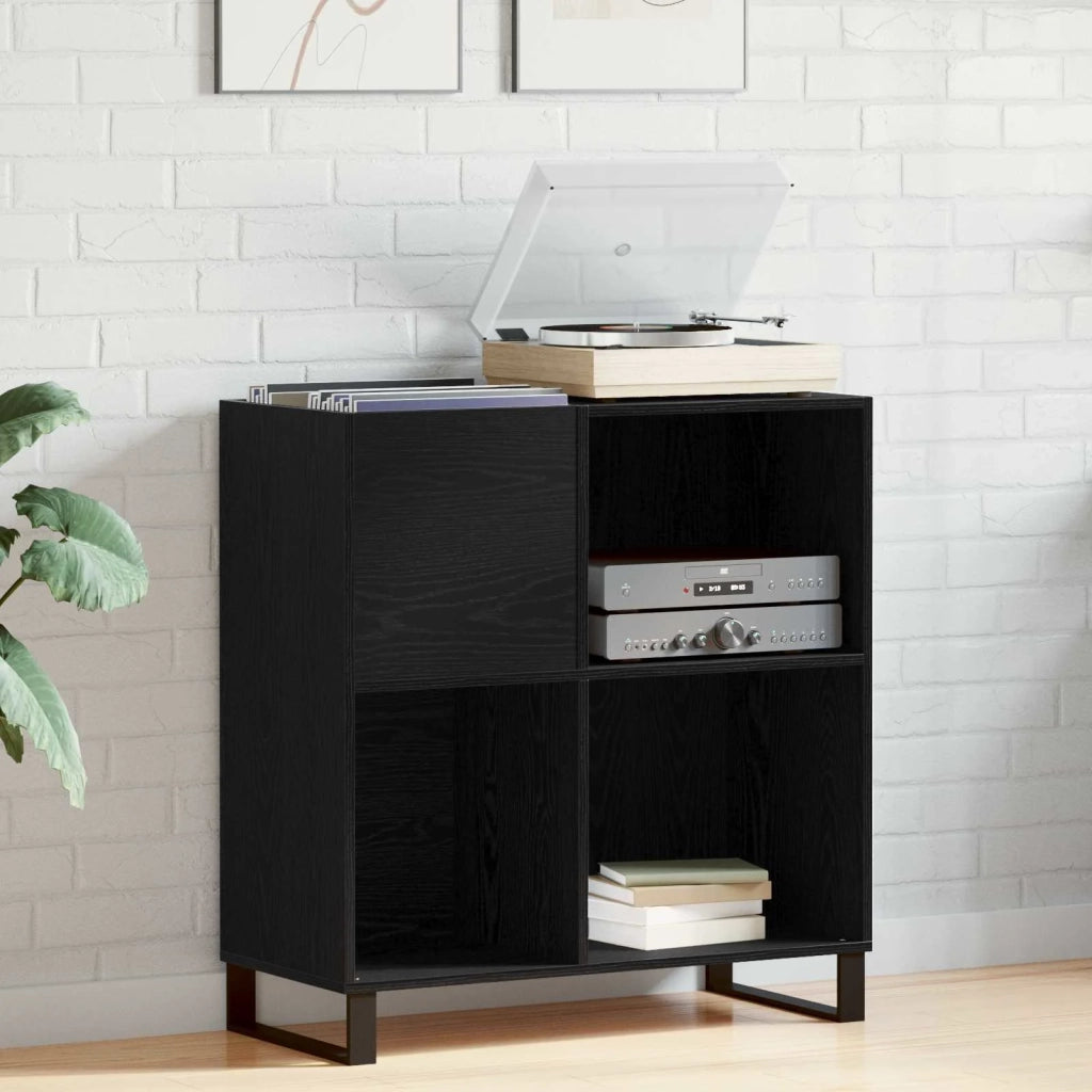Mobile porta vinili con lo scaffale Rovere Nero 85 x 38 x 89 cm 862916
