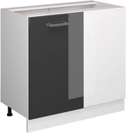 Mobile ad angolo cucina R-Line, Antracite lucido, 86 cm senza piano di lavoro, per la libera combinazione all'interno di sistemi cucina modulari