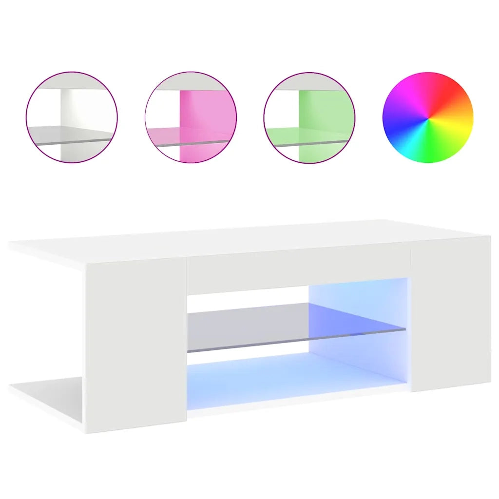 Mobile Porta TV con Luci LED Bianco 90x39x30 cm