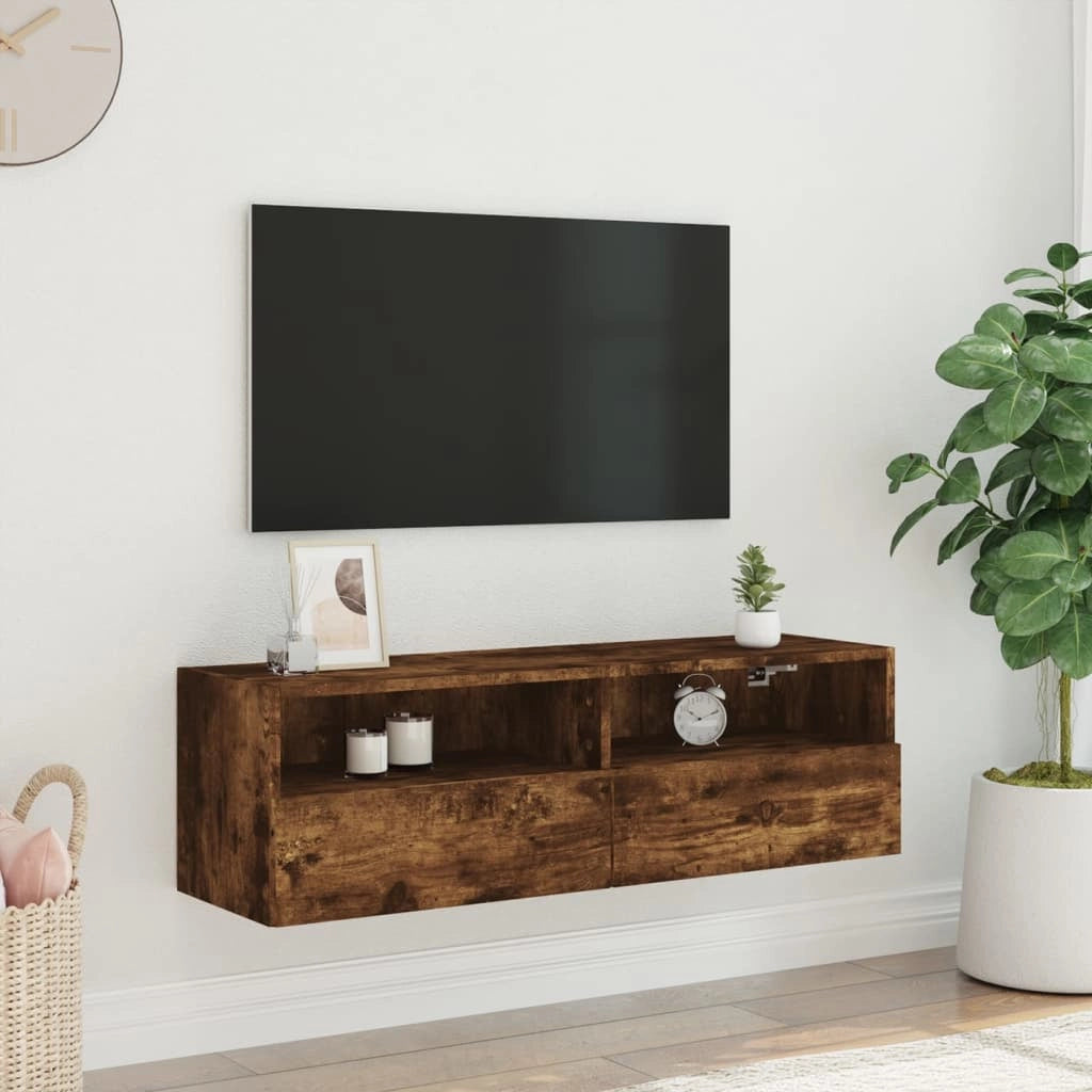 Mobile TV a Parete Rovere Fumo 100x30x30 cm Legno Multistratocod mxl 110060