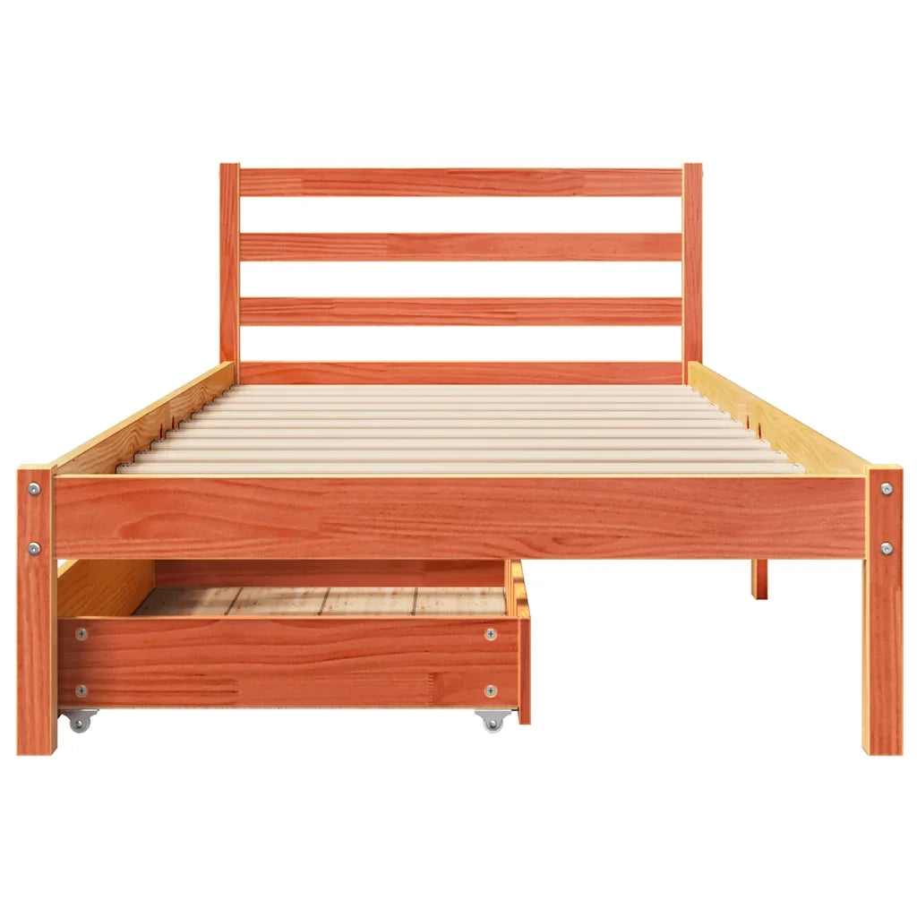 Letto senza Materasso Marrone Cera 100x200 cm in Legno di Pino