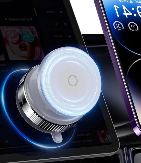Supporto magnetico 360° regolabile con morsetto rotante [compatibile con MagSafe] per iPhone e Android - Grande forza di aspirazione per il cruscotto e il finestrino