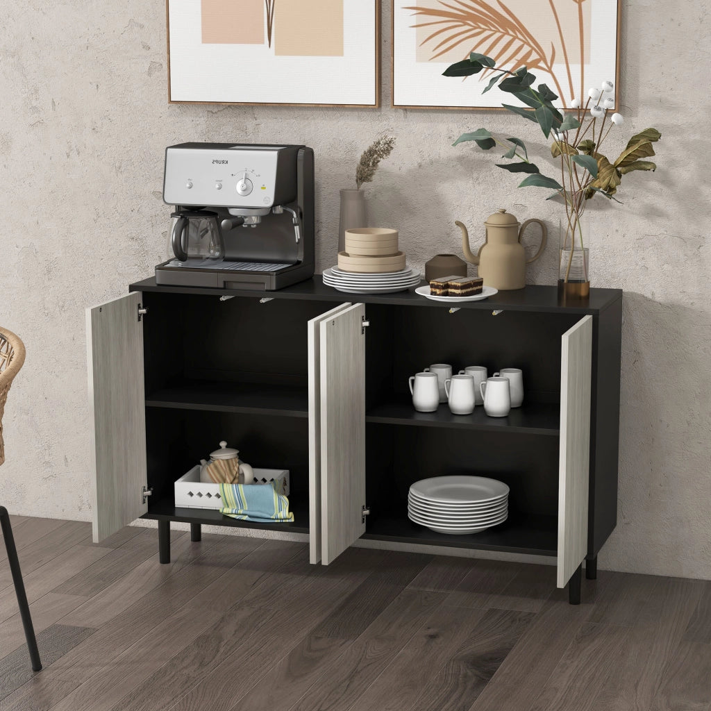 Tavolo da pranzo ¨C Zephmum ¨C Nero e grigio, legno effetto, 121x37x75 cm
