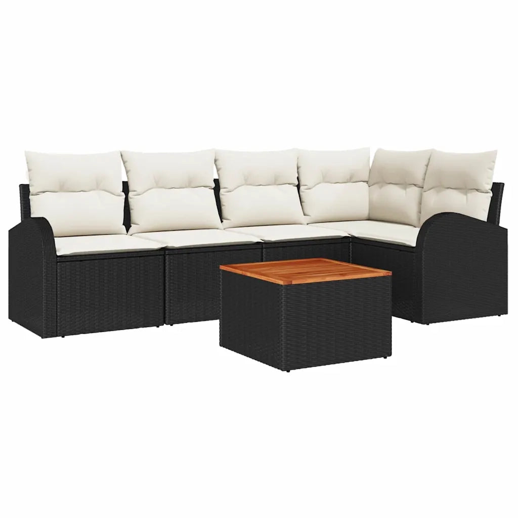 Set Divano da Giardino con cuscino 6 pcs Nero polyrattan 3347579