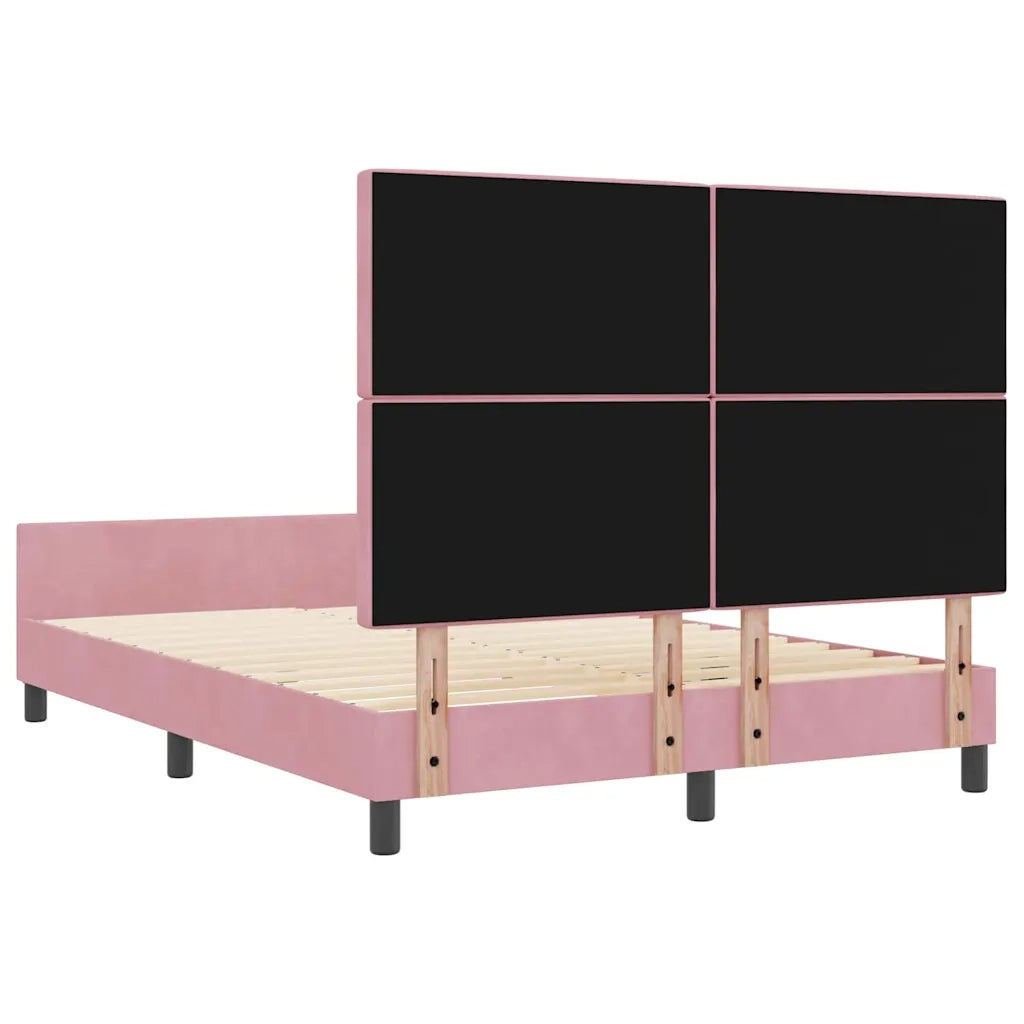 Letto a molle con testiera Rosa 140 x 190 cm Velluto 3344878