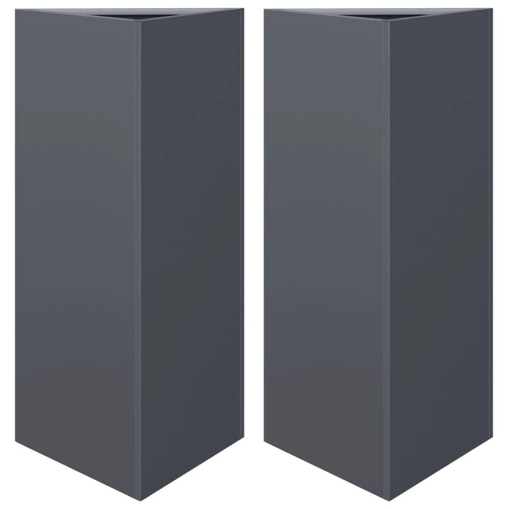 Fioriera rialzata per piante fiori giardino terrazze set da 2 triangolare 40 x 34,5 x 70 cm acciaio antracite 02_0039098