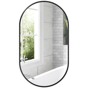 Specchio Bagno Ovale da Parete ¨C Xylo ¨C Cornice Alluminio Nero 40x70cm