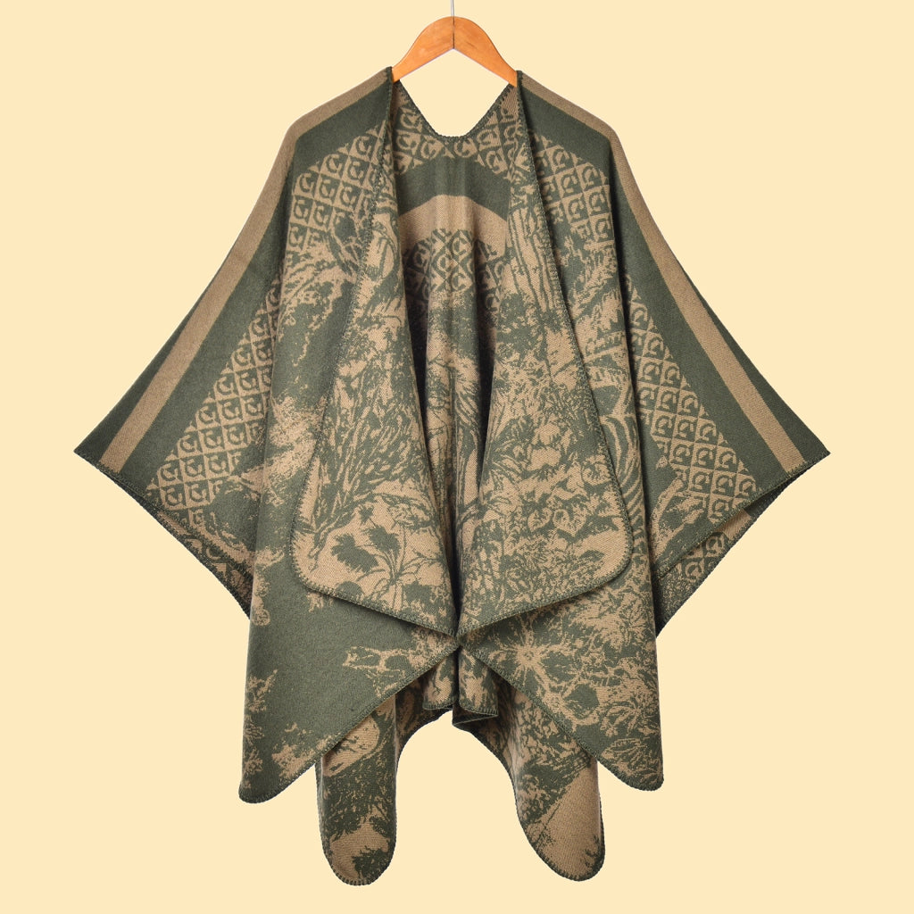 Sciarpa calda da donna per autunno e inverno con mantello jacquard a stampa animalier